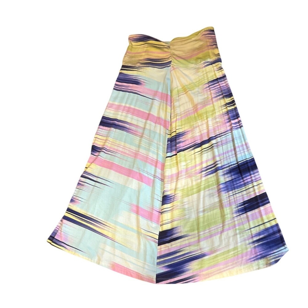 Dakini Womens L Multi Color Abstract Print Halter Strapless Or Tie Up Midi Dress